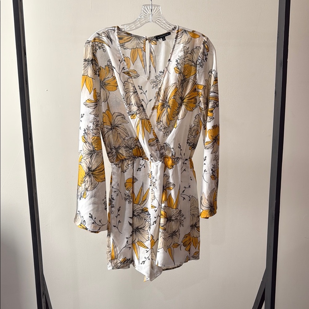 Staccato White and Yellow Floral Wrap Jumpsuit